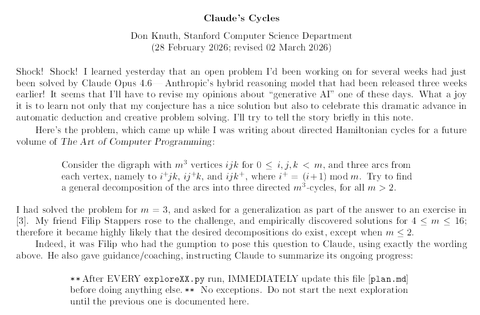 Claude's Cycles, Donald Knuth